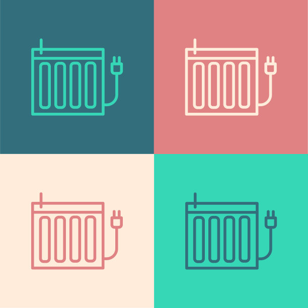 白色加热散热器图标隔离在黑色背景上。向量图片下载