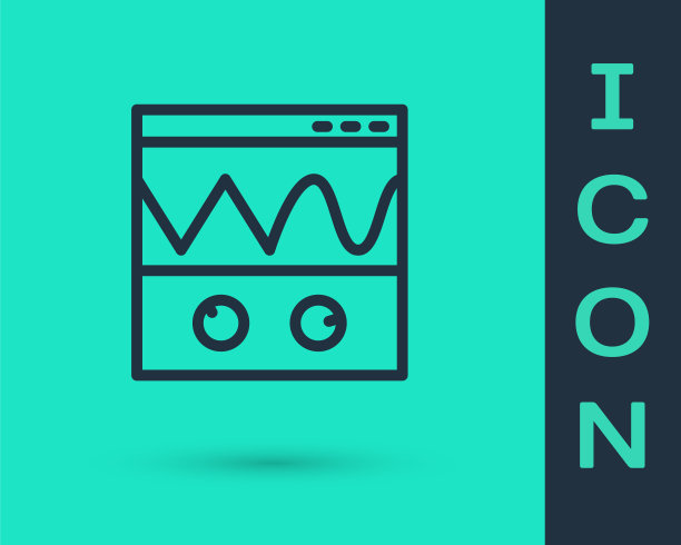 黑线示波器测量信号波的图标隔离在绿色背景上。向量图片下载