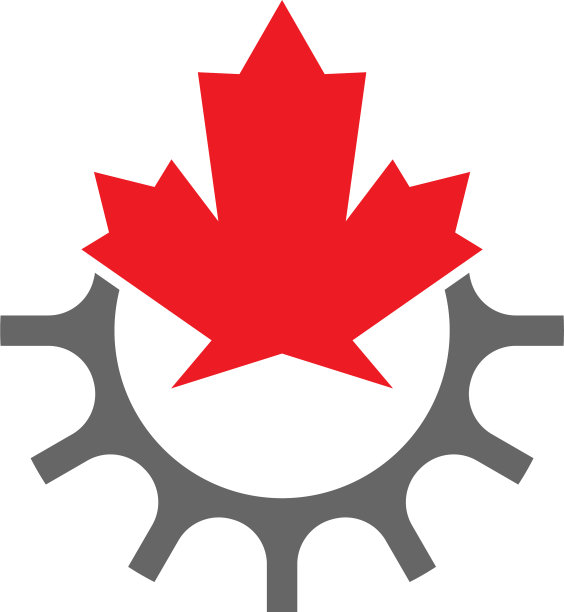 组合齿轮和枫叶标志图标图片下载