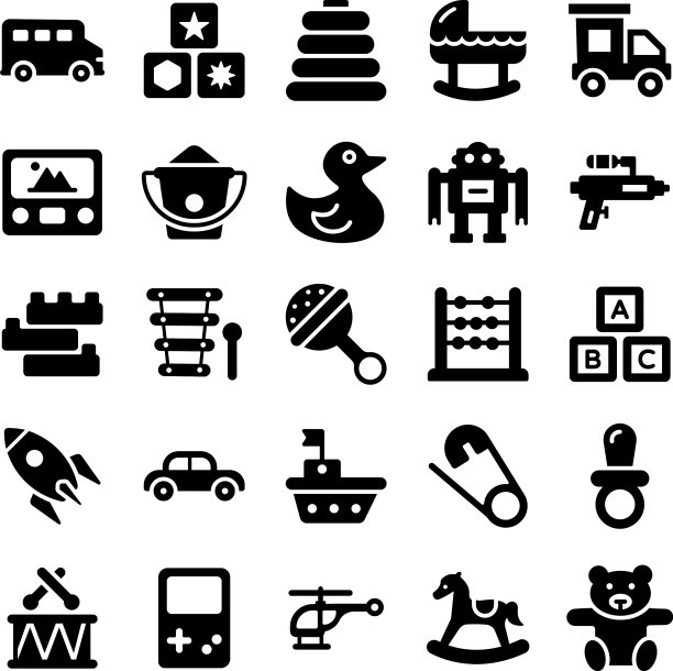 童年玩具的glyph图标包图片下载