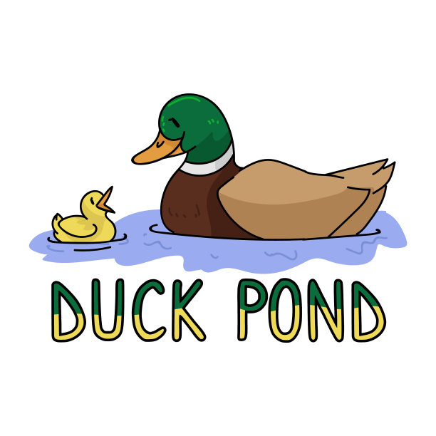 可爱的卡通野鸭和小鸭与文字图片下载