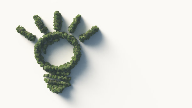 一座灯形的小山和覆盖它的绿色森林。3 d渲染。图片下载