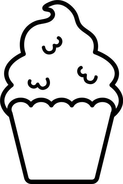 甜蜜的纸杯蛋糕图标线条风格图片下载