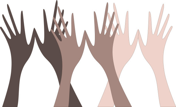 在一个白色的背景棕榈树不同的阴影。通用模板的公告、信息、邀请、传单和设计反对种族主义和纳粹主义。民族主义民族、种族、文化和宗教统一的思想图片下载