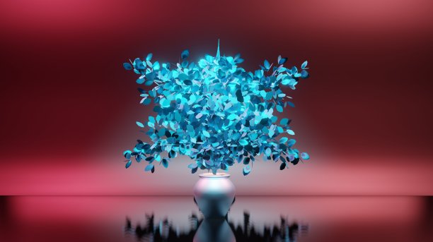 一个彩色植物的3d渲染插图与一个小植物在小与给定的空间文本。也可用于卡片、横幅、文字、邀请、广告等商业用途图片下载