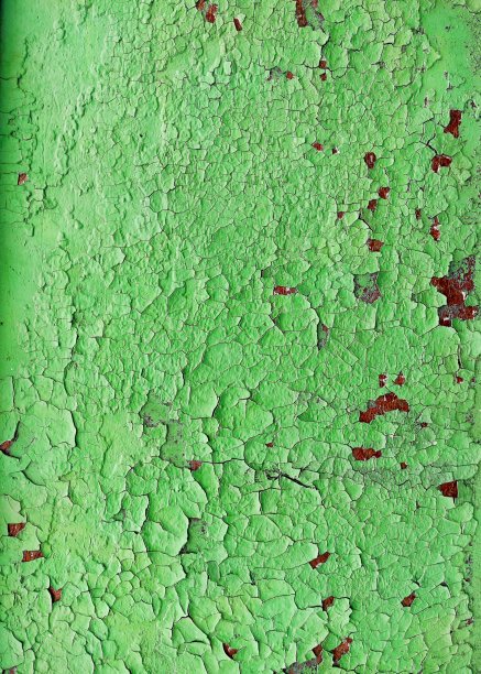 生锈的金属面板，绿色油漆开裂，锈蚀的金属背景图片下载