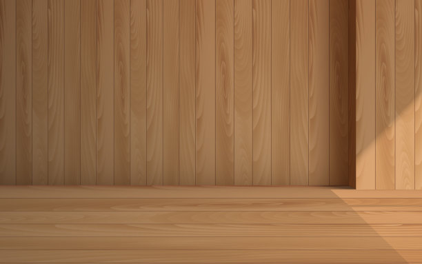 房间内木地板与木墙图片下载