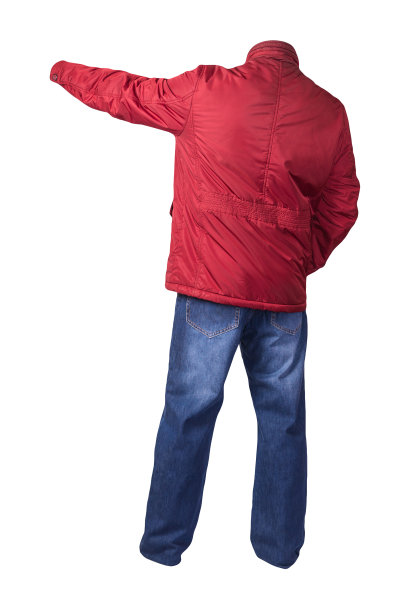 男人的夹克和牛仔裤孤立在白色背景。图片下载