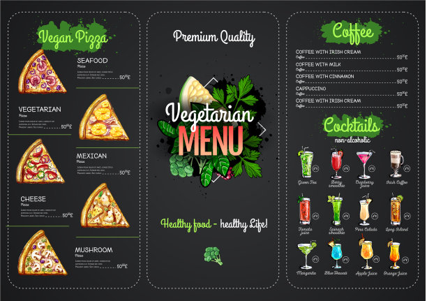 素食菜单设计与素食餐图片下载