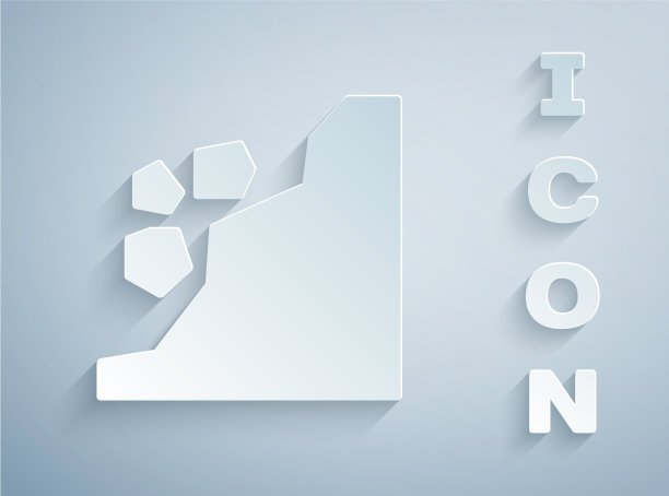 剪纸滑坡图标孤立在灰色图片下载