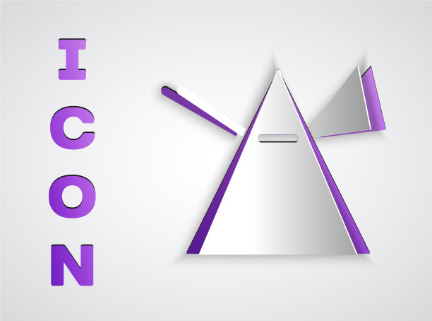 纸切割光线在棱镜图标上隔离图片下载