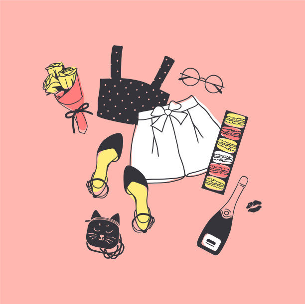 手绘时尚夏装季看图片下载