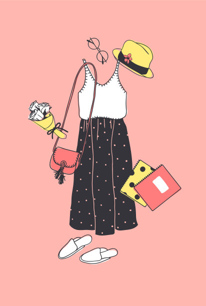 手绘时尚夏装季看图片下载