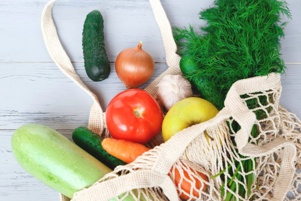 Package-free购物。绿色蔬菜袋。“零浪费”图片下载