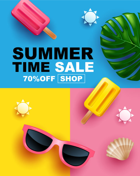 夏季促销横幅布局设计海报图片下载