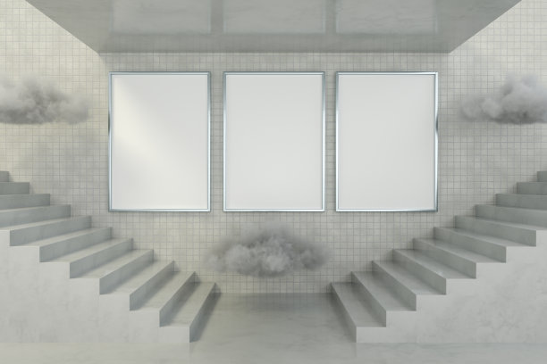 空框架，广告牌和楼梯，地下，地铁图片下载