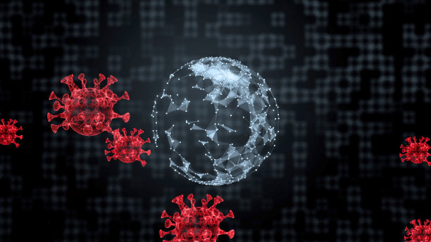 病毒攻击人体内部细胞的3d渲染可视化。图片下载