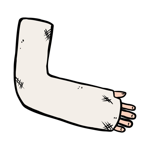 断臂铸涂鸦。石膏石膏中受伤的肢体。媒体符号图形符号图片下载