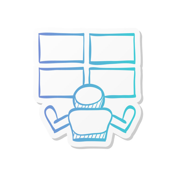 贴纸风格的图标-监控室图片下载