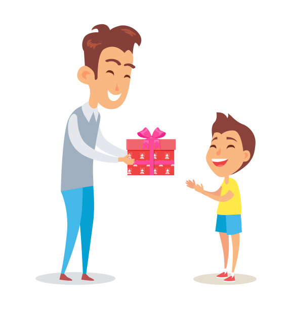 圣诞快乐海报父子孤立图片下载