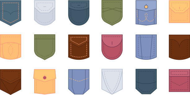 补丁口袋套设计彩色口袋圆图片下载