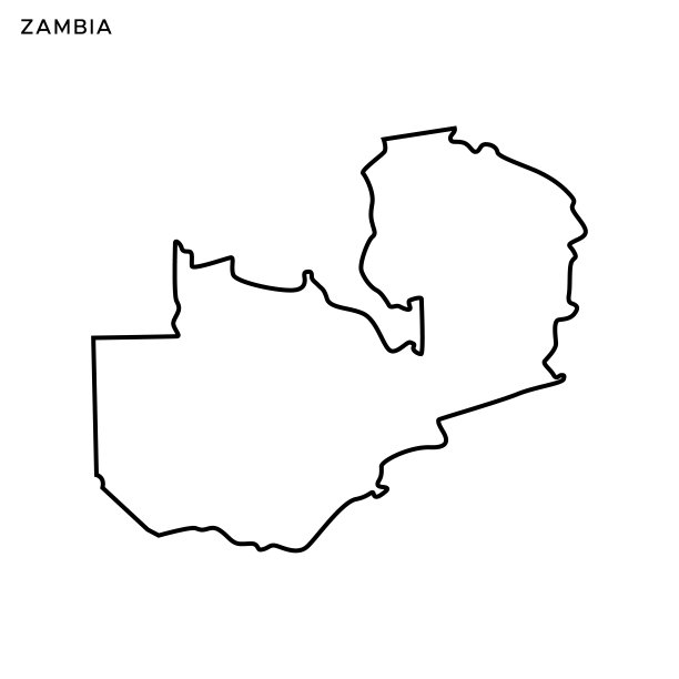 赞比亚地图矢量股票插图设计模板。可编辑的中风。图片下载