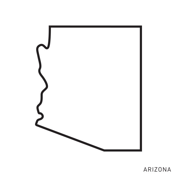 亚利桑那州-美国轮廓地图矢量模板插图设计。可编辑的中风。图片下载