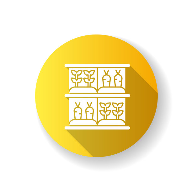 垂直农场黄色平面设计长阴影字形图标图片下载