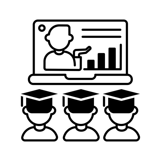 在线讲座黑色线性图标图片下载