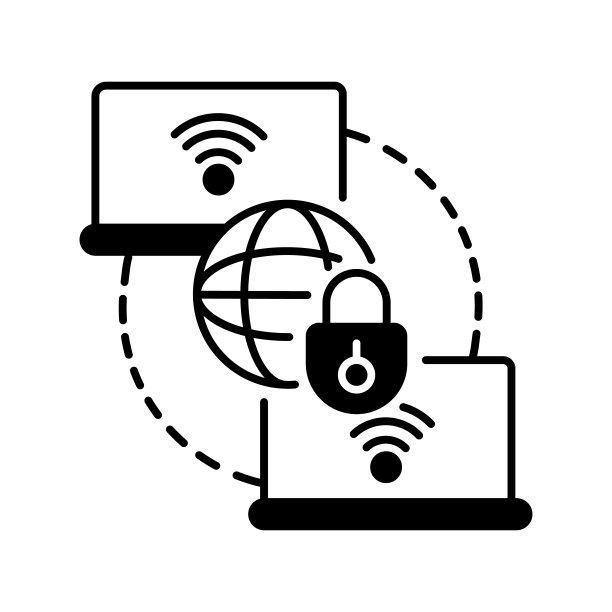 私人WAN黑色线性图标图片下载