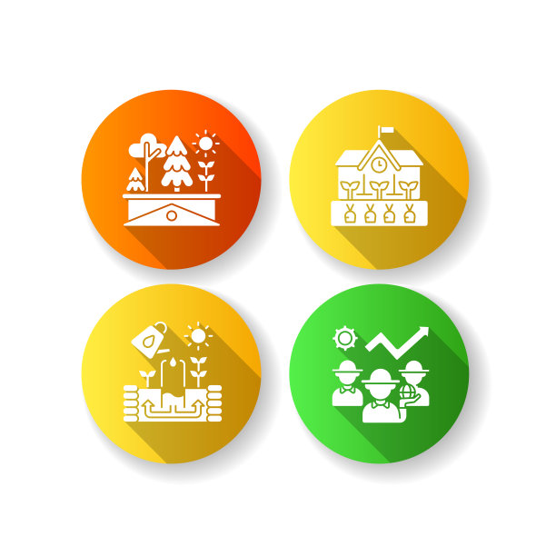 社区农场平面设计长影字形图标集图片下载