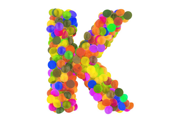 来自彩色果酱糖果的字母K。3D渲染孤立的白色背景图片下载