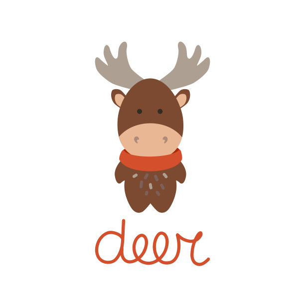 可爱的小鹿戴着围巾。图片下载