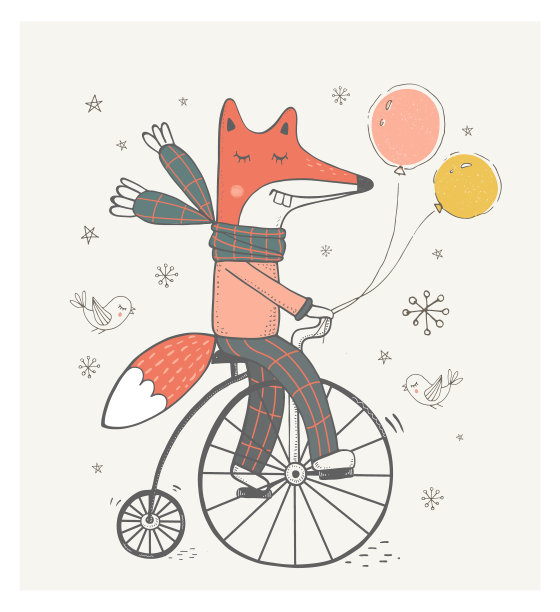 狐狸骑自行车图片下载
