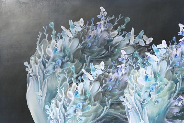 绘画梦幻般的花卉背景，抽象的自然艺术品，想象艺术图片下载