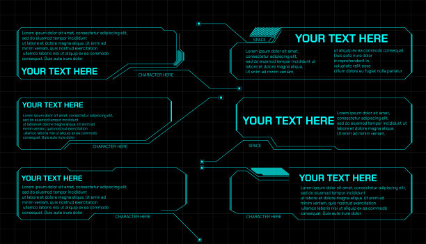 呼叫数字未来元素游戏信息图标题向量集。图片下载