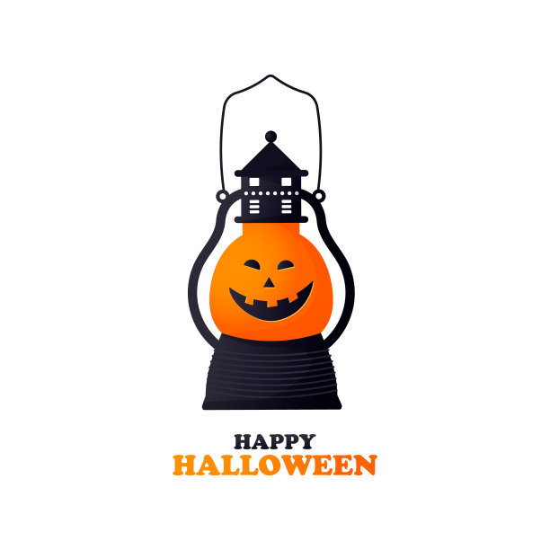 万圣节快乐矢量模板卡可爱的卡通南瓜灯图片下载