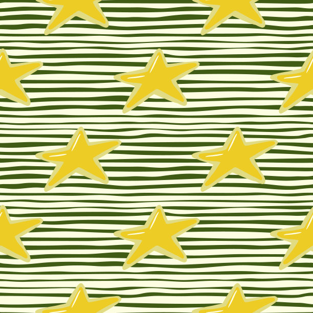 黄星新年饼干无缝涂鸦图案。风格化美味的印花在剥离的背景。圣诞节的背景。图片下载