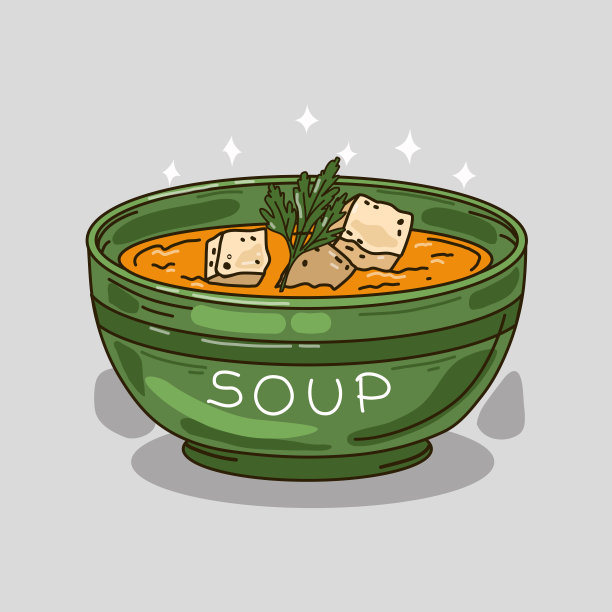 矢量插图的南瓜奶油汤。孤立的背景。图片下载