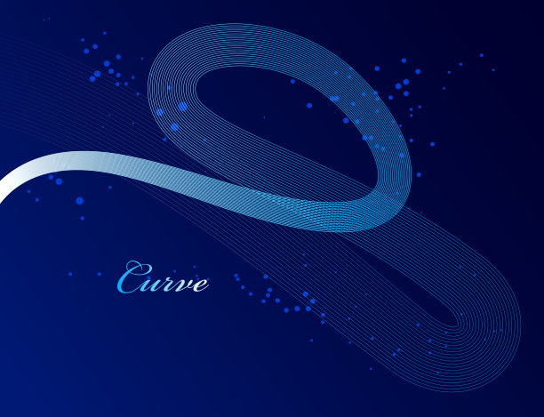 抽象典雅的蓝色曲线细线矢量抽象背景，优雅的轻条纹设计元素，模板横幅或海报等广告。图片下载