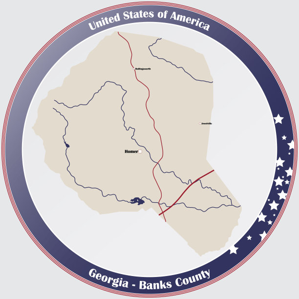 佐治亚州的班克斯县地图图片下载