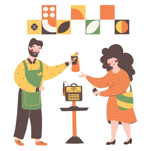 Nfc支付，平面矢量插图设计。转账。图片下载