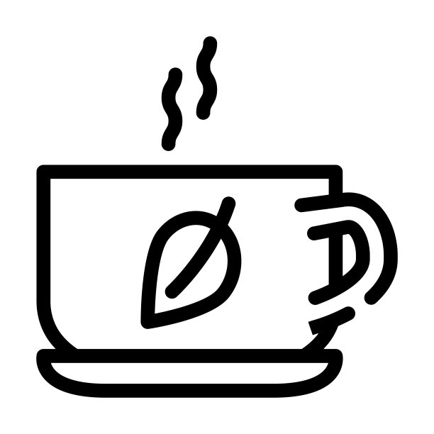 草药茶线图标矢量插图图片下载