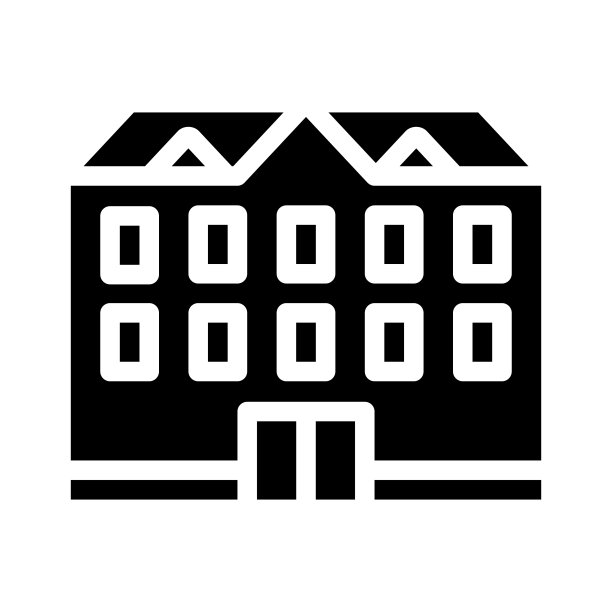 学校建筑字形图标矢量插图图片下载