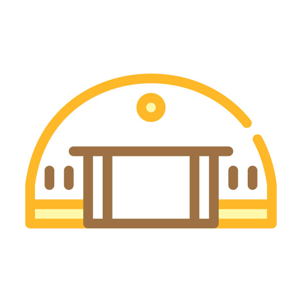 机库建筑颜色图标矢量插图图片下载