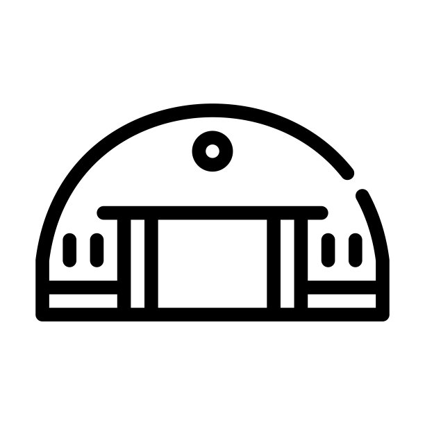 飞机库建筑线图标矢量插图图片下载