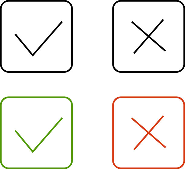 检查标记和交叉设置孤立的图标在平面图片下载