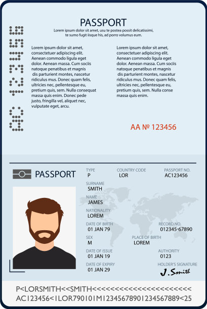 打开护照空白模板国际单位图片下载