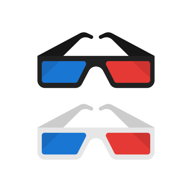眼镜3d影院平面图标孤立在白色图片下载
