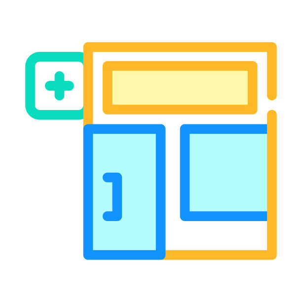 药店建筑颜色图标矢量插图图片下载